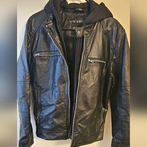 🎅🎄 SALE 🎄🎅  Leather hooded jacket size M GUESS